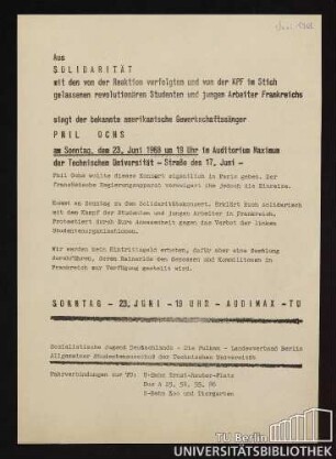Aus Solidarität mit den von der Reaktion verfolgten