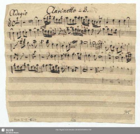 Clarinetto in B. / Flauto ô Oboe obl[igato].