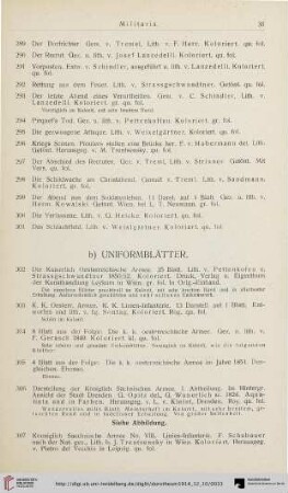 b) Uniformblätter (Nr. 302-334)