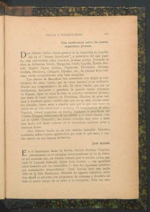 Una conferencia sobre los poetas argentinos jóvenes