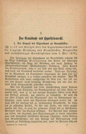 I. Das Grundbuch- und Hypothekenrecht