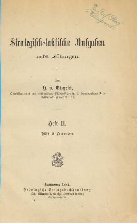 Strategisch-taktische Aufgaben nebst Lösungen, 11