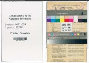 Entnazifizierung Guenther Forster , geb. 16.09.1920 (Installateur)