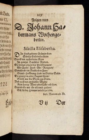 219r-241v, D. Johann Habermans Wochengebetlin