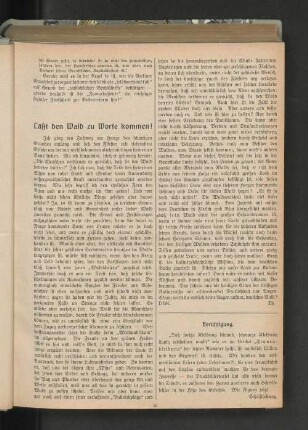 Laßt den Wald zu Worte kommen!