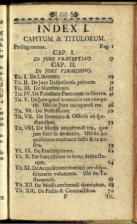 Index I. Capitum & Titulorum.