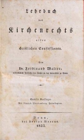 Lehrbuch des Kirchenrechts aller christlichen Confessionen