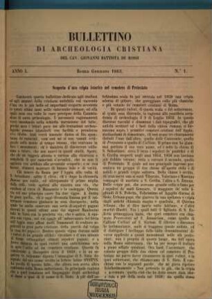 Bullettino di archeologia cristiana. 1, 1. 1863
