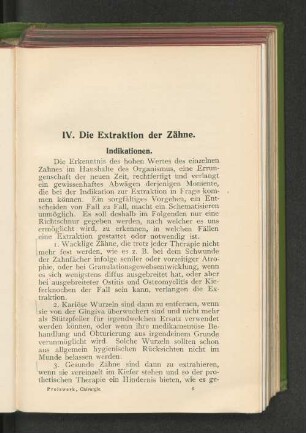 IV. Die Extraktion der Zähne.