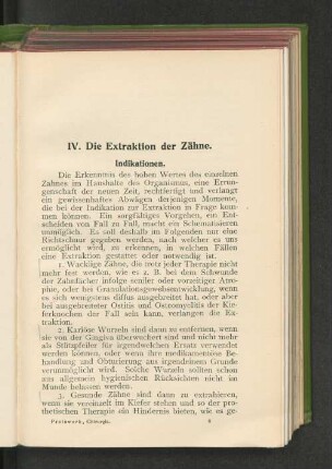 IV. Die Extraktion der Zähne.