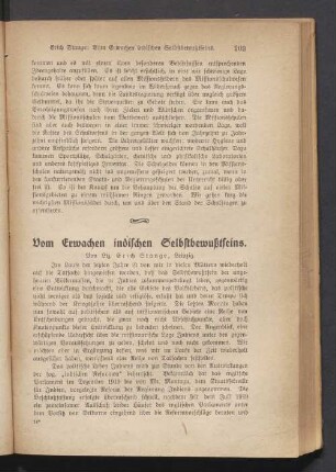 Von Erwachen indischen Selbstbewußtseins