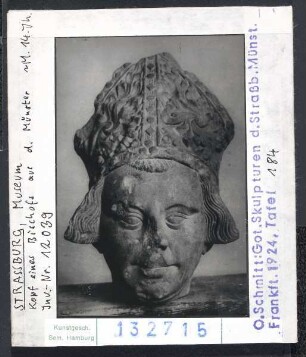Straßburg, Museum Frauenhaus: Kopf eines Bischofs aus dem Münster, Mitte 14. Jhd.