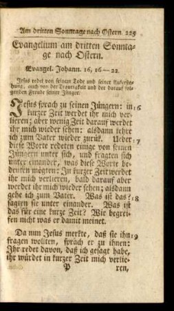 Evangelium am dritten Sonntage nach Ostern