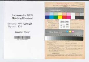 Entnazifizierung Peter Jansen, geb. 22.03.1908 (Verw.Beamter)
