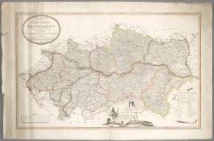 Neueste Karte des Erzherzogthums Oesterreich Ob und Unter der Enns : Eingetheilt In acht Vierteln samt dem Innviertl, und der Grafschaft Neuburg ; mit angemerkten Poststazionen und Kommerzialstrassen