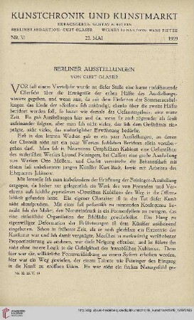 Neue Folge 30 = Jahrgang 54: Berliner Ausstellungen