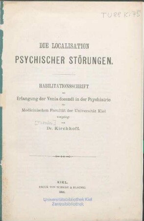 Die Localisation psychischer Störungen
