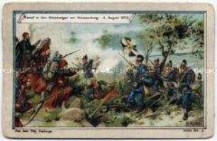 Sammelbild "Kampf in den Weinbergen von Weissenburg" der Serie "Aus dem 70er Feldzuge" (Serie 347, Nr. 2)