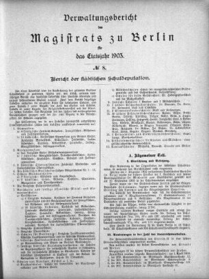 No. 8. Bericht der städtischen Schuldeputation