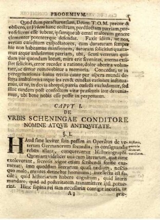 Caput I. De Urbis Scheningae conditore nomine atque antiquitate.