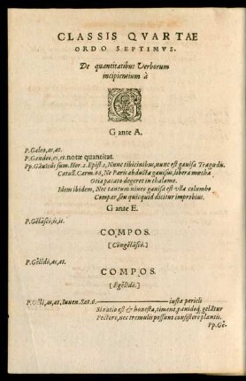 Classis Quartae Ordo Septimus ... G
