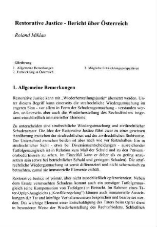 429-436, Restorative Justice - Bericht aus Österreich