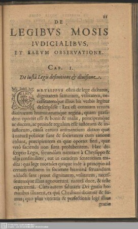 Cap. I. De iusta Legis definition & divisione