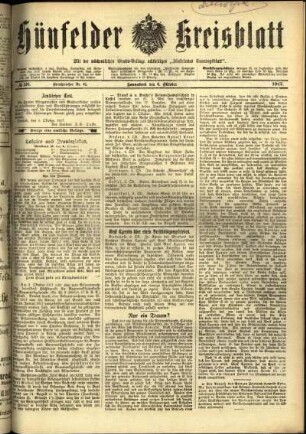 Erste Ausgabe vom Samstag, den 06. Oktober 1917.