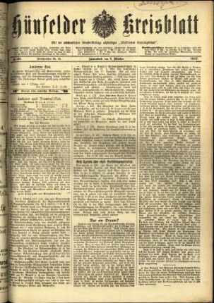 Erste Ausgabe vom Samstag, den 06. Oktober 1917.
