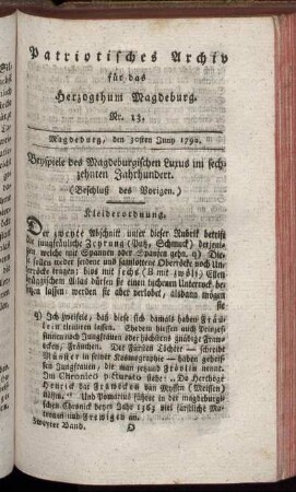 Nr. 13. Magdeburg, den 30sten Juny 1792