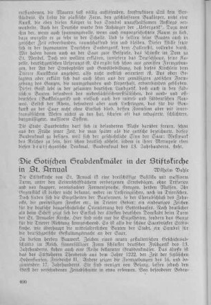 Die Gotischen Grabdenkmäler in der Stiftskirche in St. Arnual.