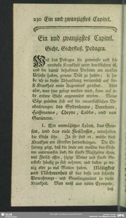 Ein und zwanzigstes Capitel. Gicht. Gichtfluß. Podagra