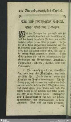 Ein und zwanzigstes Capitel. Gicht. Gichtfluß. Podagra