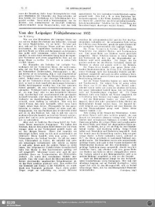 Von der Leipziger Frühjahrsmesse 1932