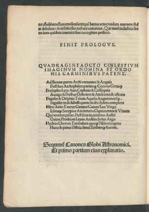 Quadragintaocto Coelestium Imaginum Nomina Et Ordo His Carminibus Patent.