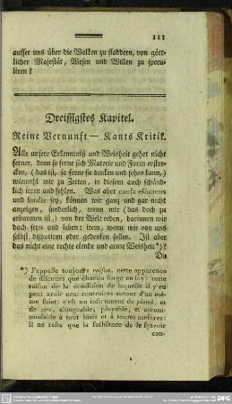 Dreissigstes Kapitel. Reine Vernunft - Kants Kritik