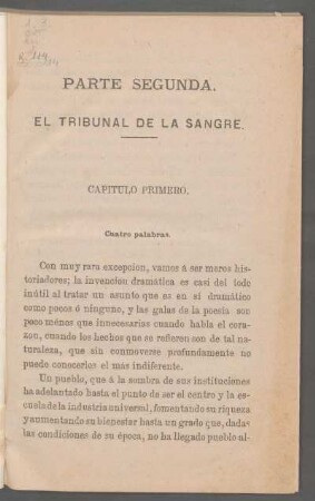 Capítulo primero. - Cuatro palabras. : [Capítulo primero incompleto, páginas 7-8 faltan en la plantilla]