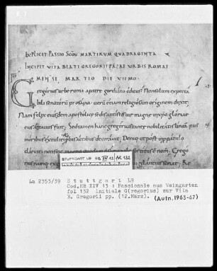 Passionale de Tempore — Initiale G(regorius), Folio 132recto