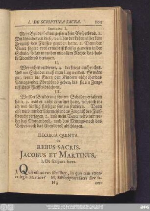 Decuria Quinta De Rebus Sacris. Iacobus Et Martinus.