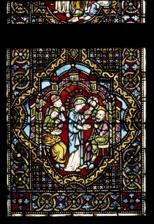Elisabethfenster (Fenster s II) — Die heilige Elisabeth speist Hungrige