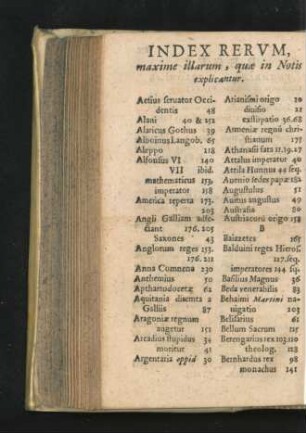 Index Rerum, maxime illarum, quae in Notis explicantur.