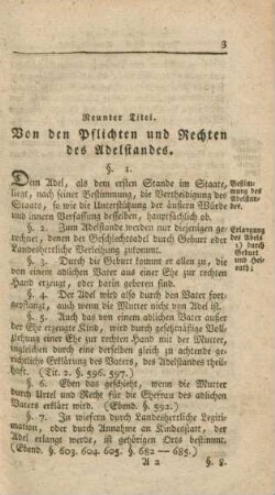 Neunter Titel. Von den Pflichten und Rechten des Adelstandes