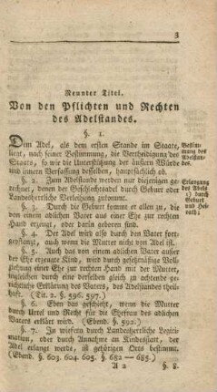 Neunter Titel. Von den Pflichten und Rechten des Adelstandes