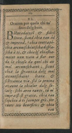 VI. Oratiun per quels chi ns' faun dalg bain.