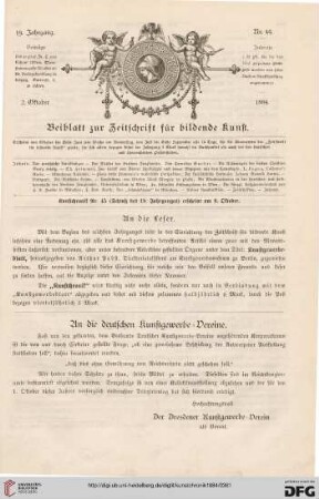 An die deutschen Kunstgewerbe-Vereine