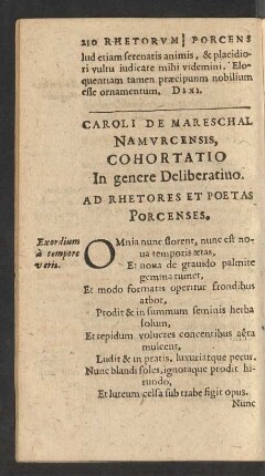 Caroli De Mareschal Namurcensis Cohortatio.