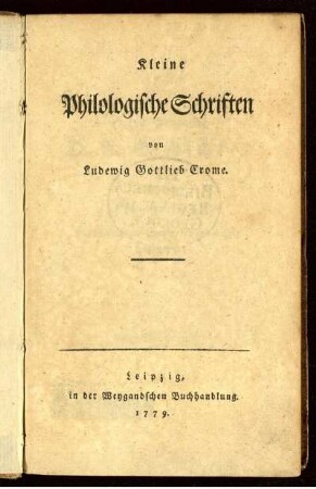 Kleine Philologische Schriften