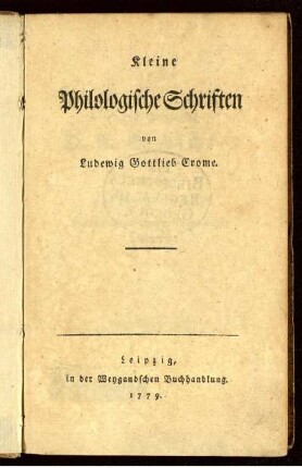 Kleine Philologische Schriften