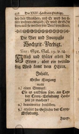 428-446, Die Vier und Zwanzigste Hochzeit-Predigt