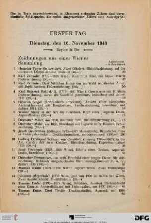 Erster Tag. Dienstag, den 16. November 1943. Beginn 14 Uhr (Nr. 1-228)